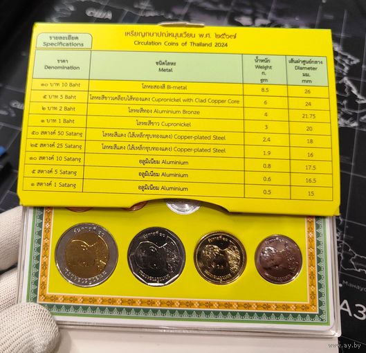 Таиланд, годовой набор монет 2024 г, в банковском буклете, UNC