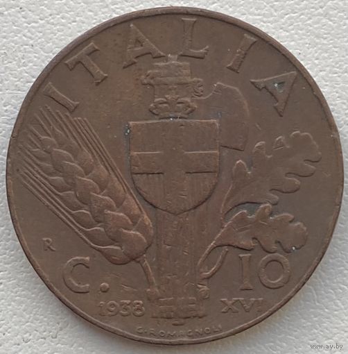 Италия 10 чентезимо 1938 г.