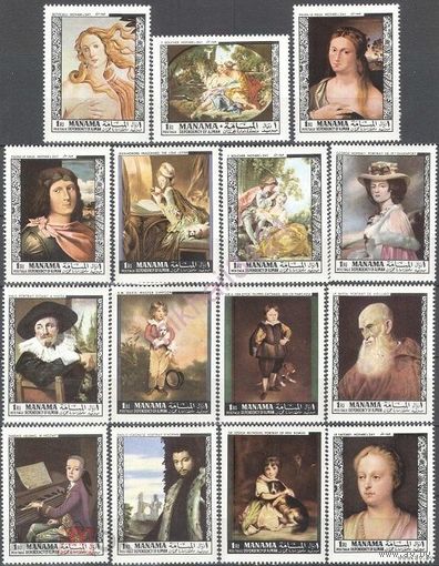 Искусство Живопись Картины Моцарт Тициан Ботичелли Веронезе 1968 Манама  MNH