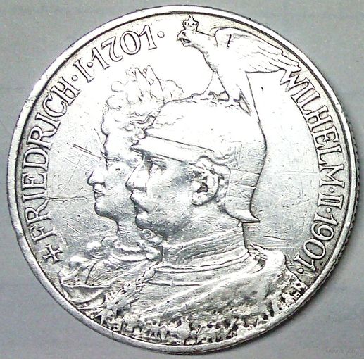 РАСПРОДАЖА!!! - ГЕРМАНИЯ ПРУССИЯ 2 марки 1901 год "200 лет ДИНАСТИИ" (серебро)