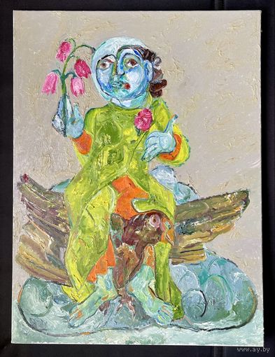Ржеусский А.(Ржеутский А) "Путешествие на птице", холст, масло. Размер 80х60 см.