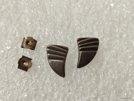 Серьги пуссеты Клык, 925. СССР
