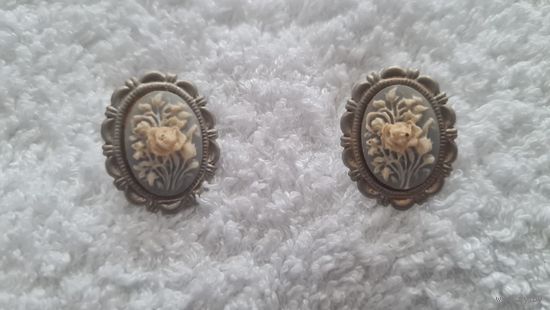 Винтажные серьги камеи 1980е