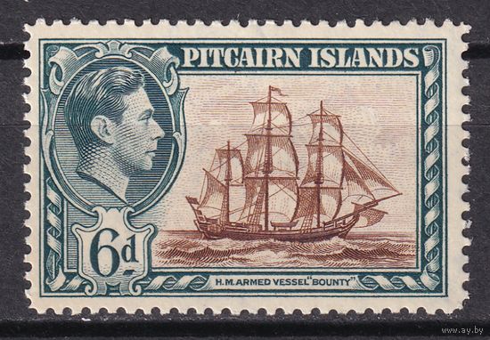 169.BrK. Великобритания. Колонии. Острова Питкэрн. Георг VI. Местные мотивы. 1940 г. 6P. Mi.#7. (*описание).