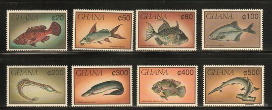 Гана-1991(Мих.1521-1530),  ** ,  Морская  Фауна ,Рыбы(полная серия)