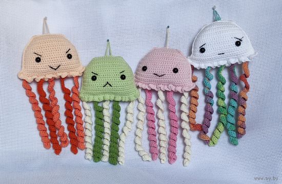 Эмоциональные медузы Игрушка мягкая плюшевая амигуруми медуза интерьер ручная работа handmade кукла