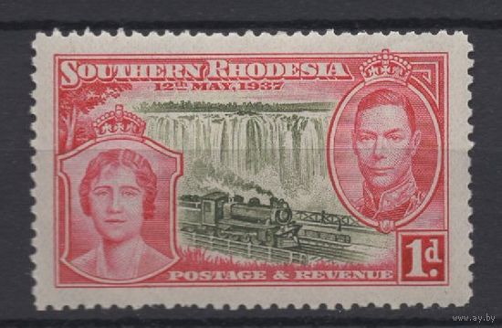1937 Южная Родезия / Southern Rhodesia  ** 1d Коронация Георг VI Елизавета, Водопад Виктория