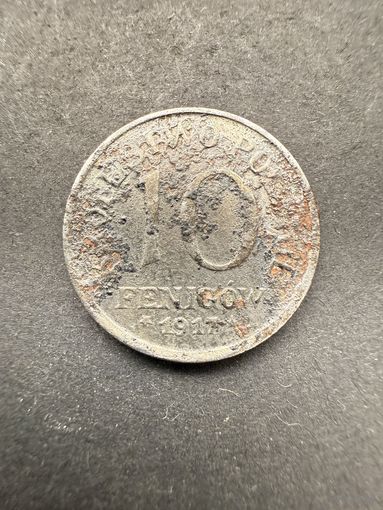 Оккупация Польши 10 пфеннигов 1917г.