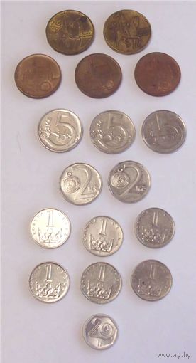 Чехия 1, 2, 5, 10, 20 крон 20 геллеров 1993-2025 17 монет одним лотом