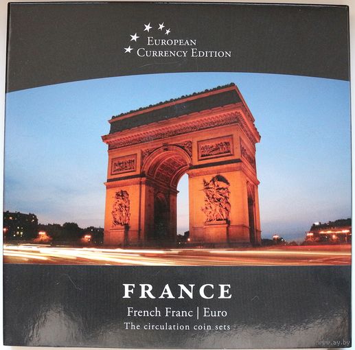 Набор монет "Франция: французский франк и евро" (10, 5, 2, 1, 0,5 франка)