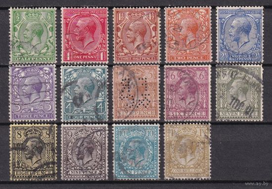 3.Br. Великобритания. Георг V. Стандарт. 1912 - 1921 гг.  Mi.##127x-140x. Полная серия.