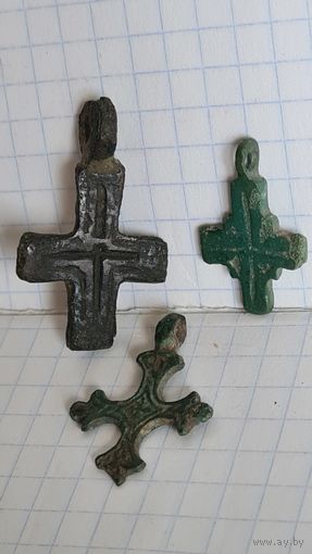 С 1 РУБЛЯ ! ЛОТ 3 шт. СТАРИННЫЕ КРЕСТИК НАТЕЛЬНЫЙ