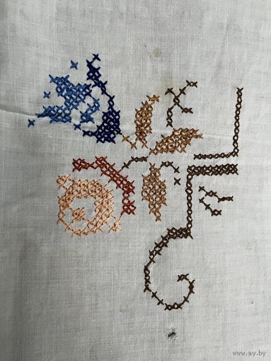 Шторка с вышивкой, х/б