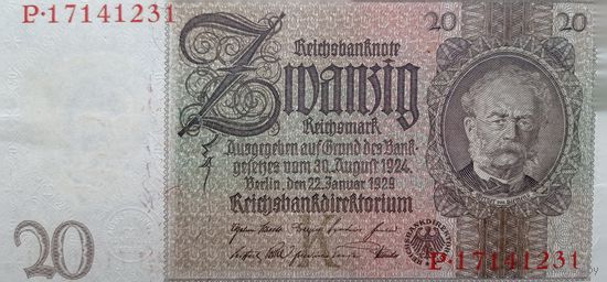 Werty71 Германия 20 марок 1929 банкнота