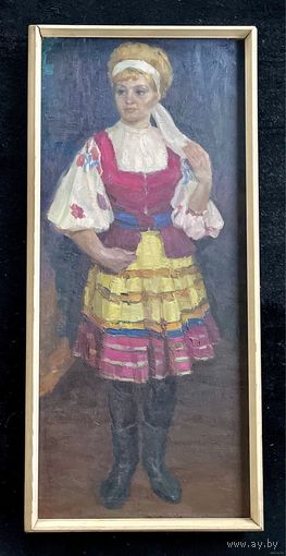 Явич П.М. (ученик Пэна Ю.М) "Белоруска",1968г. Холст, масло. Размер 80х35 см.