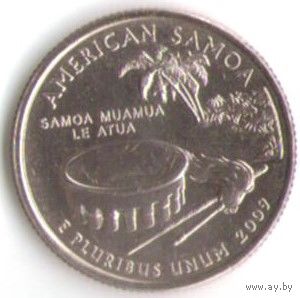 25 центов 2009 г. Американские Самоа серия Штаты и Территории Двор Р _UNC