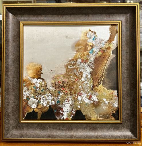 Селещук Н.М. "Соседки", 1995 г. Холст,масло. Размер с рамой 50х50 см.