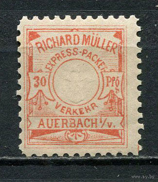Германия - Ауэрбах - Местные марки - 1887 - Герб 30Pf - [Mi.20bB] - 1 марка. MH.  (Лот 82CV)