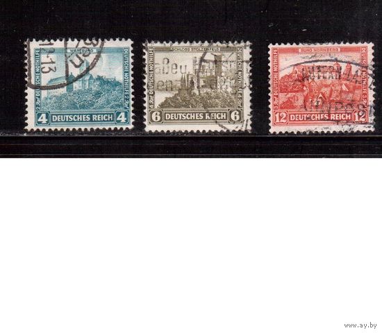 Германия(Рейх)-1932,(Мих.474-476)   гаш. , 3 марки, Архитектура, Замки