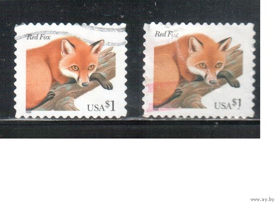 США-1998 (Мих.3000 ВА+BF) , гаш., Стандарт, Фауна, Лиса (одиночка), 2 зубцовки(1)