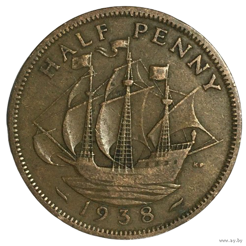 Великобритания 1/2 пенни, 1938