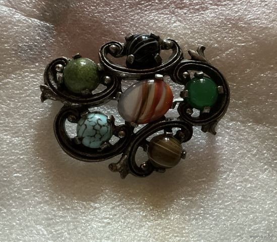 Брошь Кельтская Миракль Кабошоны Англия 60-е
