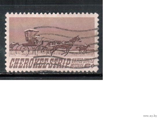 США-1968, (Мих.968) , гаш. , Индейцы, Лошади(одиночка)