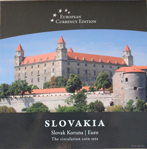 Набор монет "Словакия: словакская крона и евро" (10, 5, 2, 1 кроны)