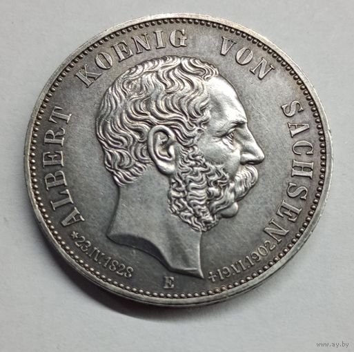 5 марок Саксония 1902 год На смерть Альберта UNC