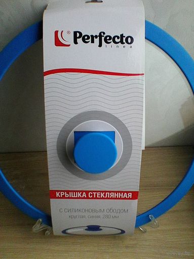 Крышка Стеклянная с Силиконовым Ободом и Ручкой - Диаметр 28 см - Новая.