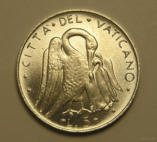 Ватикан, 5 Лир 1974 Пеликан
