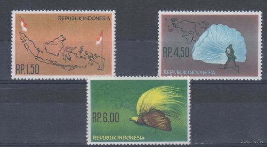 [1907] Индонезия 1963. Флаг,карта.Парашютист.Фауна,птица. СЕРИЯ MNH