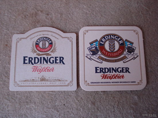 Две подставки под пиво (бирдекели) "ERDINGER" (Германия).