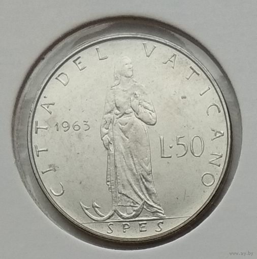 Ватикан 50 лир 1963 г. В холдере