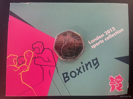 Великобритания 50 пенсов 2011 г. Олимпийские Игры "Лондон 2012". Блистер. Бокс. BUNC.