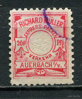 Германия - Ауэрбах - Местные марки - 1887 - Герб 200Pf - [Mi.25bB] - 1 марка. Гашеная.  (Лот 83CV)