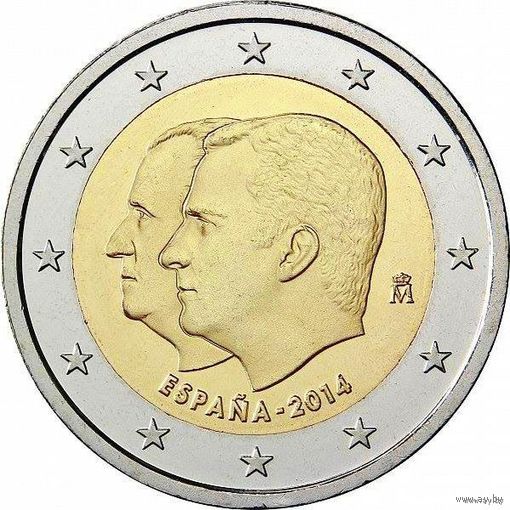 2 евро 2014 Испания Смена трона UNC из ролла
