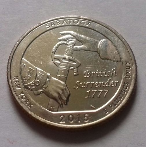 25 центов, квотер США, нац. парк Саратога (штат Нью-Йорк), D