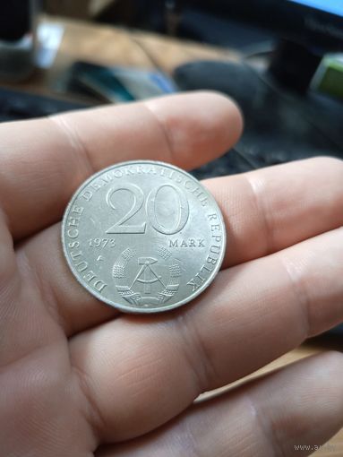 20 марок 1973 ГДР Отто гротеволь