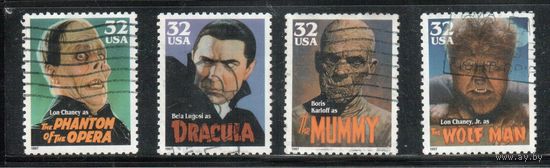 США-1997 (Мих.2893-2897) ,  гаш. , Личности, Киноактеры, Фильмы , 4 марки(2)