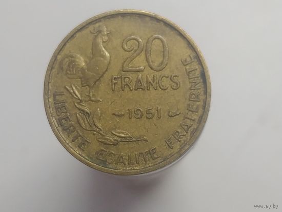 20 франков Франция 1951 год  лот 40