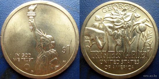 США. 1 доллар 2019. N5 Американские инновации. Сад Попечителей. Джорджия. Минтмарка  Р.