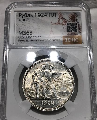 Рубль 1924 ms 63 штемпельный блеск