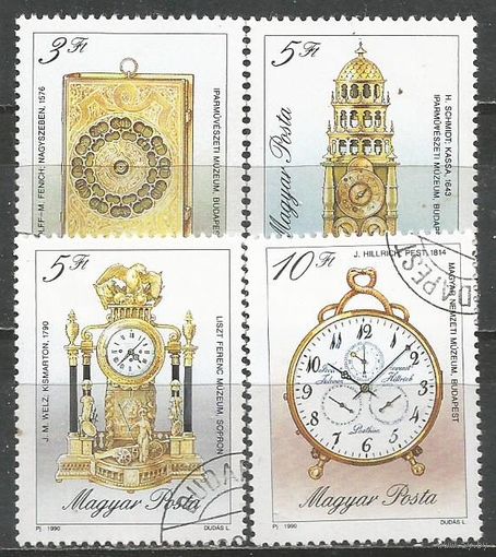 Венгрия. Старинные часы. 1991г. Mi#4120-23. Серия.