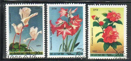 Цветы КНДР 1985 год серия из 3-х марок