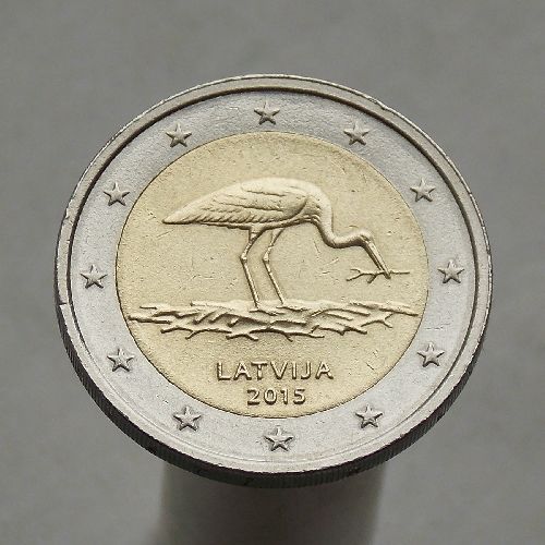 Латвия 2 евро 2015 Аист