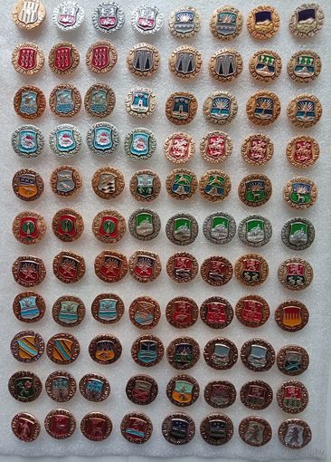 Гербы городов. Значки из серий Северное ожерелье, Золотое кольцо, Древний герб, Древняя Русь. Цена указывается за один значок. #-IV-05