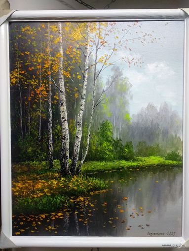 Картина маслом "Лесное озеро"