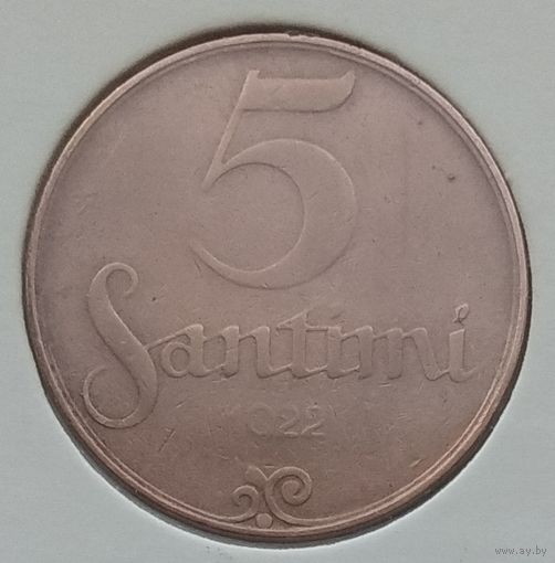 Латвия 5 сантимов 1922 г. В холдере
