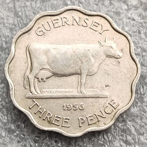 Гернси 3 пенса 1956 г.   (тонкая монета)